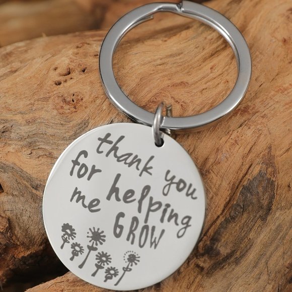 Unbranded Accessories - Silver Thank You for Helping Me GROW Mothers' Day Gift Keychain